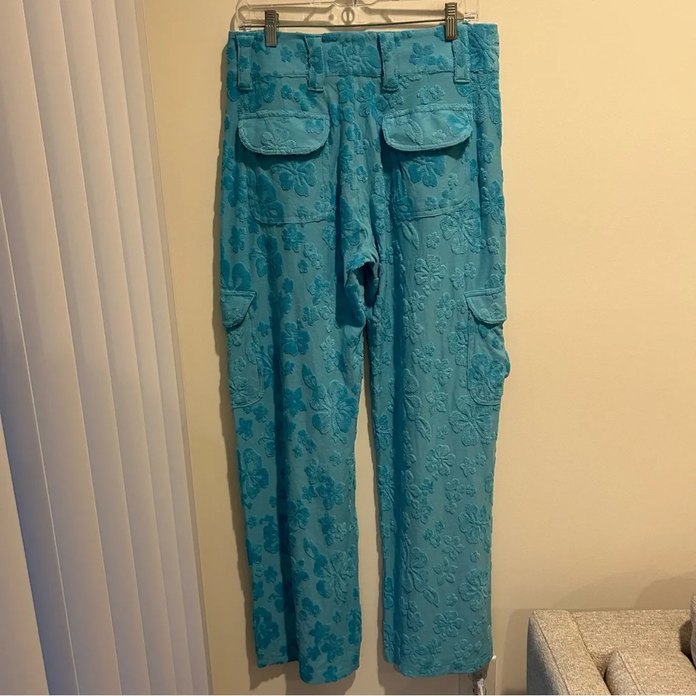 NWT Frankie’s Bikinis Chilli Terry Cargo Pant Blue Isle Size Medium